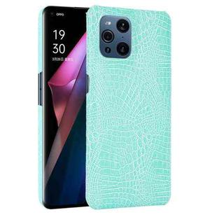 For OPPO Find X3 / X3 Pro Shockproof Crocodile Texture PC + PU Case(Light Green)