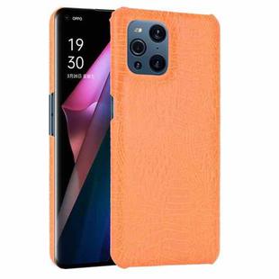 For OPPO Find X3 / X3 Pro Shockproof Crocodile Texture PC + PU Case(Orange)