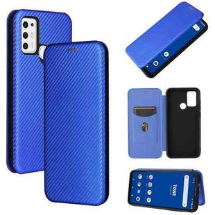 For Tone e21 Carbon Fiber Texture Horizontal Flip TPU + PC + PU Leather Case with Card Slot(Blue)