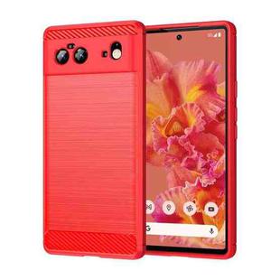 For Google Pixel 6 Brushed Texture Carbon Fiber TPU Case(Red)