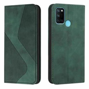 For OPPO Realme 7i Skin Feel Magnetic S-type Solid Color Horizontal Flip Leather Case with Holder & Card Slot & Wallet(Green)