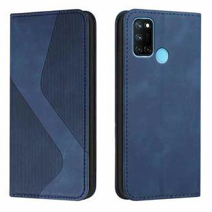 For OPPO Realme 7i Skin Feel Magnetic S-type Solid Color Horizontal Flip Leather Case with Holder & Card Slot & Wallet(Blue)