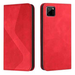 For OPPO Realme C11 Skin Feel Magnetic S-type Solid Color Horizontal Flip Leather Case with Holder & Card Slot & Wallet(Red)