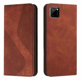 For OPPO Realme C11 Skin Feel Magnetic S-type Solid Color Horizontal Flip Leather Case with Holder & Card Slot & Wallet(Brown)