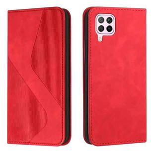 For Huawei P40 lite Skin Feel Magnetic S-type Solid Color Horizontal Flip Leather Case with Holder & Card Slot & Wallet(Red)