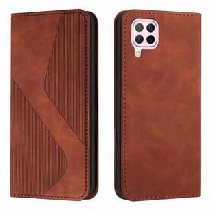 For Huawei P40 lite Skin Feel Magnetic S-type Solid Color Horizontal Flip Leather Case with Holder & Card Slot & Wallet(Brown)