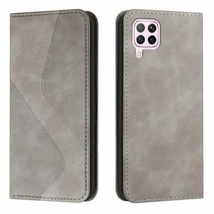 For Huawei P40 lite Skin Feel Magnetic S-type Solid Color Horizontal Flip Leather Case with Holder & Card Slot & Wallet(Grey)