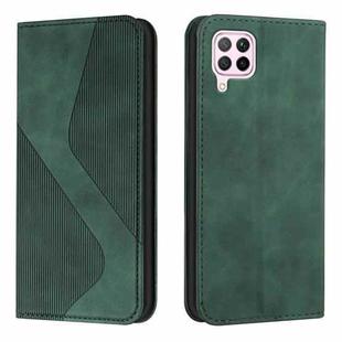 For Huawei P40 lite Skin Feel Magnetic S-type Solid Color Horizontal Flip Leather Case with Holder & Card Slot & Wallet(Green)