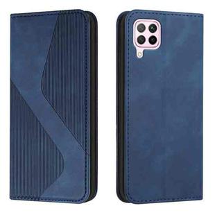 For Huawei P40 lite Skin Feel Magnetic S-type Solid Color Horizontal Flip Leather Case with Holder & Card Slot & Wallet(Blue)