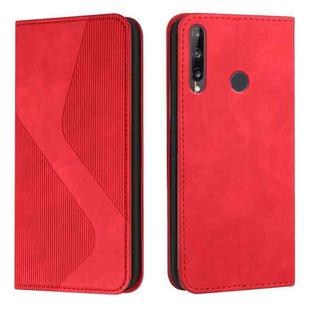 For Huawei P40 lite E Skin Feel Magnetic S-type Solid Color Horizontal Flip Leather Case with Holder & Card Slot & Wallet(Red)