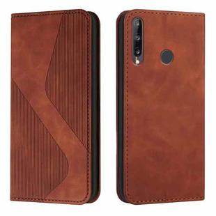 For Huawei P40 lite E Skin Feel Magnetic S-type Solid Color Horizontal Flip Leather Case with Holder & Card Slot & Wallet(Brown)
