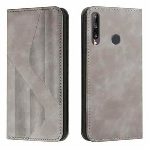 For Huawei P40 lite E Skin Feel Magnetic S-type Solid Color Horizontal Flip Leather Case with Holder & Card Slot & Wallet(Grey)