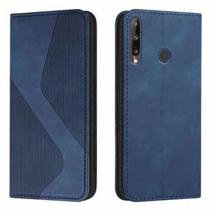 For Huawei P40 lite E Skin Feel Magnetic S-type Solid Color Horizontal Flip Leather Case with Holder & Card Slot & Wallet(Blue)