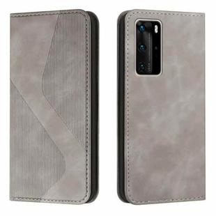 For Huawei P40 Pro Skin Feel Magnetic S-type Solid Color Horizontal Flip Leather Case with Holder & Card Slot & Wallet(Grey)