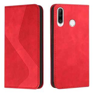 For Huawei Y6p Skin Feel Magnetic S-type Solid Color Horizontal Flip Leather Case with Holder & Card Slot & Wallet(Red)