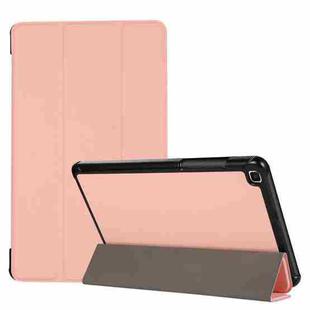 For Samsung Galaxy Tab A7 Lite 8.4 T220/225 3-folding Skin Texture Horizontal Flip TPU + PU Leather Case with Holder(Pink)