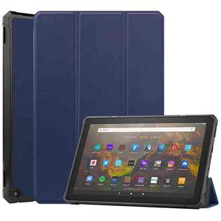 For Amazon Kindle Fire HD 10 2021 Custer Pattern Pure Color TPU Smart Tablet Holster with Sleep Function & 3-Fold Holder(Blue)