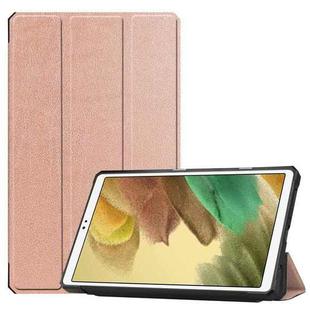 For Samsung Galaxy Tab A7 Lite T220 / T225 Custer Pattern Pure Color TPU Smart Tablet Holster with Sleep Function & 3-Fold Holder(Rose Gold)