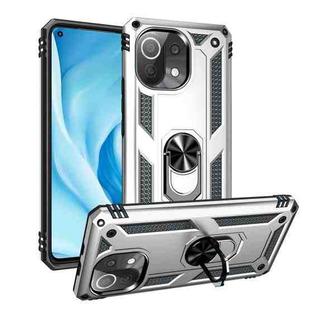 For Xiaomi Mi 11 Lite 5G Shockproof TPU + PC Protective Case with 360 Degree Rotating Holder(Silver)