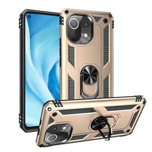 For Xiaomi Mi 11 Lite 5G Shockproof TPU + PC Protective Case with 360 Degree Rotating Holder(Gold)