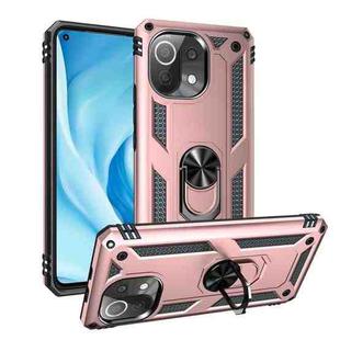 For Xiaomi Mi 11 Lite 5G Shockproof TPU + PC Protective Case with 360 Degree Rotating Holder(Rose Gold)