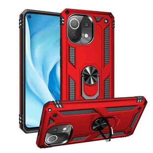 For Xiaomi Mi 11 Lite 5G Shockproof TPU + PC Protective Case with 360 Degree Rotating Holder(Red)