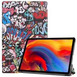 For Lenovo Pad Plus 11 2021 Colored Drawing Pattern Horizontal Flip Leather Case with Sleep Function & Three-folding Holder(Graffiti)