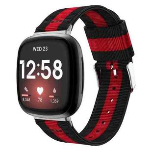 For Fitbit Versa 3 Nylon Watch Band(Red Black)