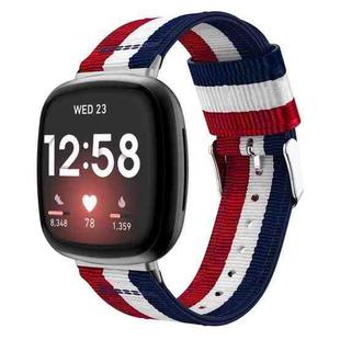 For Fitbit Versa 3 Nylon Watch Band(Red White Blue)