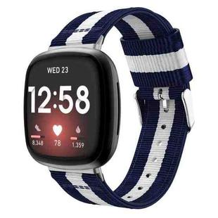 For Fitbit Versa 3 Nylon Watch Band(White Blue)