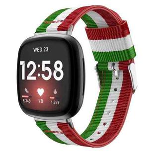 For Fitbit Versa 3 Nylon Watch Band(Green White Red)