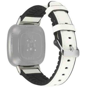 For Fitbit Versa 3 Leather + Silicone Watch Band(White)