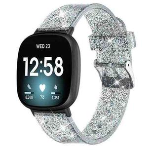 For Fitbit Versa 3 Glitter Powder Silicone Watch Band(Black)
