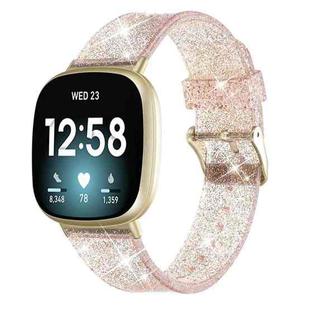 For Fitbit Versa 3 Glitter Powder Silicone Watch Band(Rose Gold)