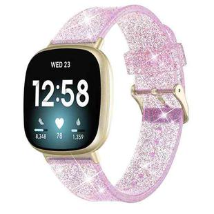 For Fitbit Versa 3 Glitter Powder Silicone Watch Band(Purple)