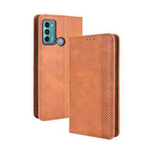 For Motorola Moto G60 / Moto G40 Fusion Magnetic Buckle Retro Crazy Horse Texture Horizontal Flip Leather Case with Holder & Card Slots & Photo Frame(Brown)