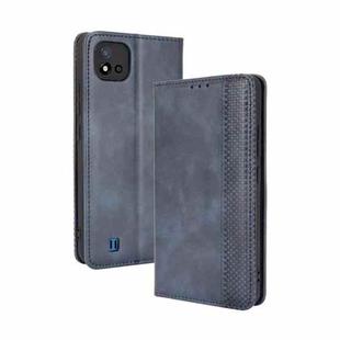 For OPPO Realme C11 2021 / Realme C20 / Realme C20a Magnetic Buckle Retro Crazy Horse Texture Horizontal Flip Leather Case with Holder & Card Slots & Photo Frame(Blue)
