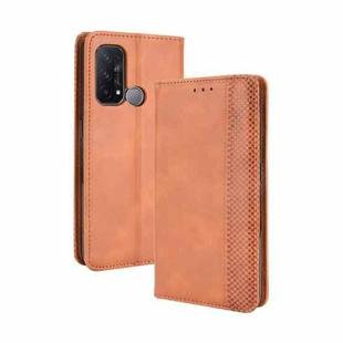 For OPPO Reno5 A Magnetic Buckle Retro Crazy Horse Texture Horizontal Flip Leather Case with Holder & Card Slots & Photo Frame(Brown)