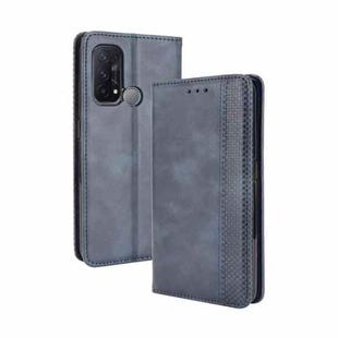 For OPPO Reno5 A Magnetic Buckle Retro Crazy Horse Texture Horizontal Flip Leather Case with Holder & Card Slots & Photo Frame(Blue)