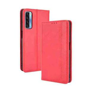 For TCL 20 5G / 20S / 20L / 20L+ Magnetic Buckle Retro Crazy Horse Texture Horizontal Flip Leather Case with Holder & Card Slots & Photo Frame(Red)