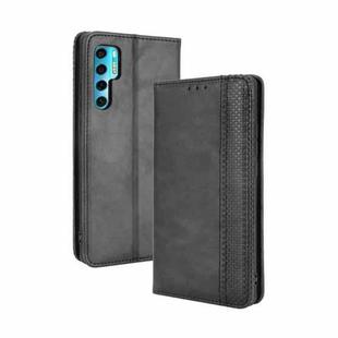 For TCL 20 Pro 5G Magnetic Buckle Retro Crazy Horse Texture Horizontal Flip Leather Case with Holder & Card Slots & Photo Frame(Black)