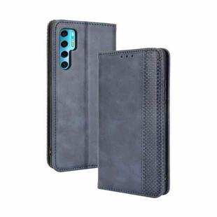 For TCL 20 Pro 5G Magnetic Buckle Retro Crazy Horse Texture Horizontal Flip Leather Case with Holder & Card Slots & Photo Frame(Blue)