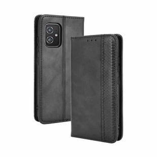 For ASUS Zenfone 8 / ZS590KS Magnetic Buckle Retro Crazy Horse Texture Horizontal Flip Leather Case with Holder & Card Slots & Photo Frame(Black)