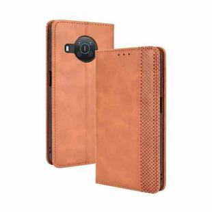 For Nokia X10 / X20 Magnetic Buckle Retro Crazy Horse Texture Horizontal Flip Leather Case with Holder & Card Slots & Photo Frame(Brown)