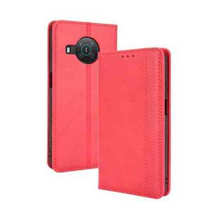 For Nokia X10 / X20 Magnetic Buckle Retro Crazy Horse Texture Horizontal Flip Leather Case with Holder & Card Slots & Photo Frame(Red)