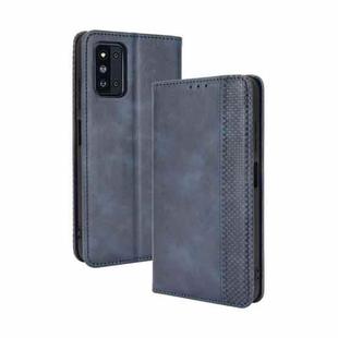 For Samsung Galaxy F52 5G Magnetic Buckle Retro Crazy Horse Texture Horizontal Flip Leather Case with Holder & Card Slots & Photo Frame(Blue)