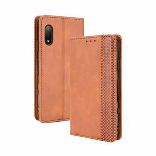 For Sony Xperia Ace II Magnetic Buckle Retro Crazy Horse Texture Horizontal Flip Leather Case with Holder & Card Slots & Photo Frame(Brown)