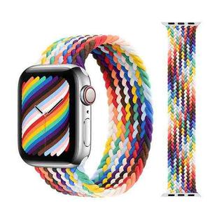 Metal Head Braided Nylon Watch Band, Size: XS 135mm For Apple Watch Ultra 49mm / Series 8&7 45mm / SE 2&6&SE&5&4 44mm / 3&2&1 42mm(Rainbow Colors)