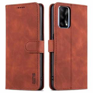 For OPPO A74 4G / F19 AZNS Skin Feel Calf Texture Horizontal Flip Leather Case with Card Slots & Holder & Wallet((Brown)