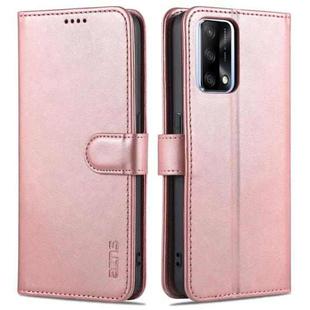 For OPPO A74 4G / F19 AZNS Skin Feel Calf Texture Horizontal Flip Leather Case with Card Slots & Holder & Wallet((Rose Gold)